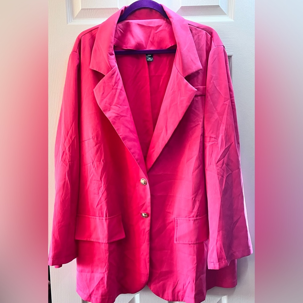 Shein curve, hot pink blazer